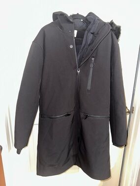 The Arrivals Halstrom Parka Down filled Black Hooded Trench Coat M winter cold